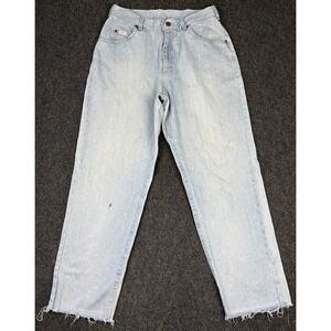 Lee Original Jeans Light Wash High Rise Straight Leg Raw Hem Vintage Blue 29x27